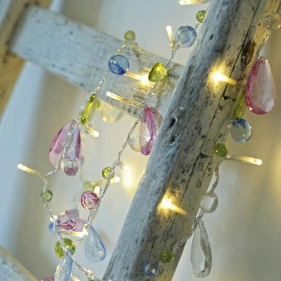 NEW Bohemian Fairy Gem Crystal-Cut LED Remote String Lights Wall Dorm Boho Decor - Picture 6 of 12